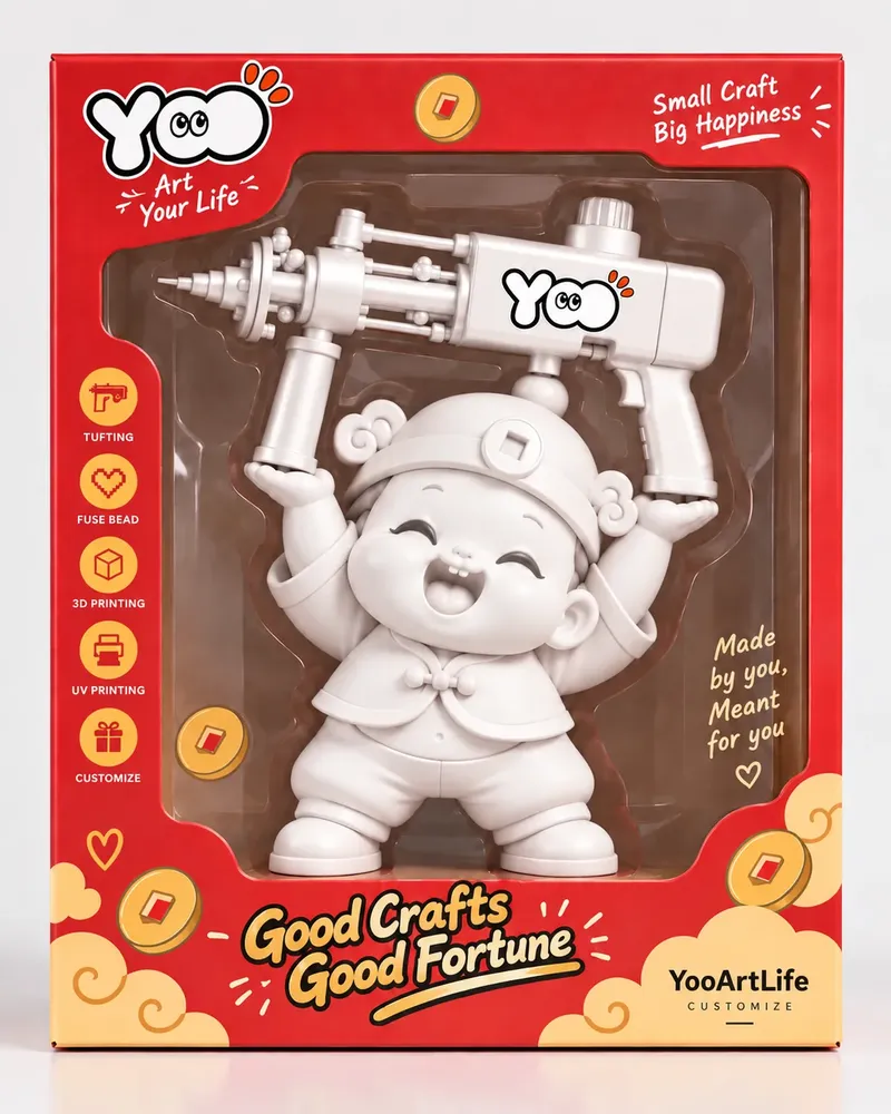 A Mini3D figure in a branded window gift box